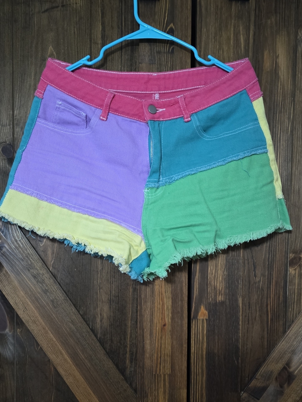 Colorblock Cotton Women's Shorts - Multicolor